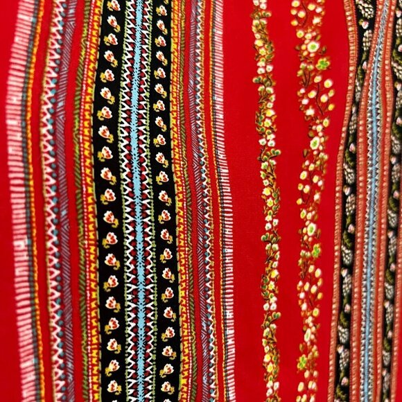 Loft Red Abstract Floral Stripe Scoop Neck Petal Short Sleeve Blouse Sz M - Picture 11 of 15